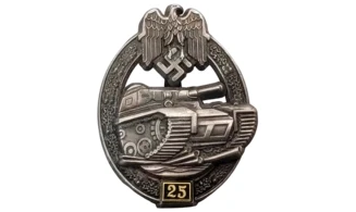 Silver 25 Panzer Assault badge (OD)