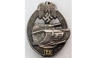 Silver 25 Panzer Assault badge (OD)