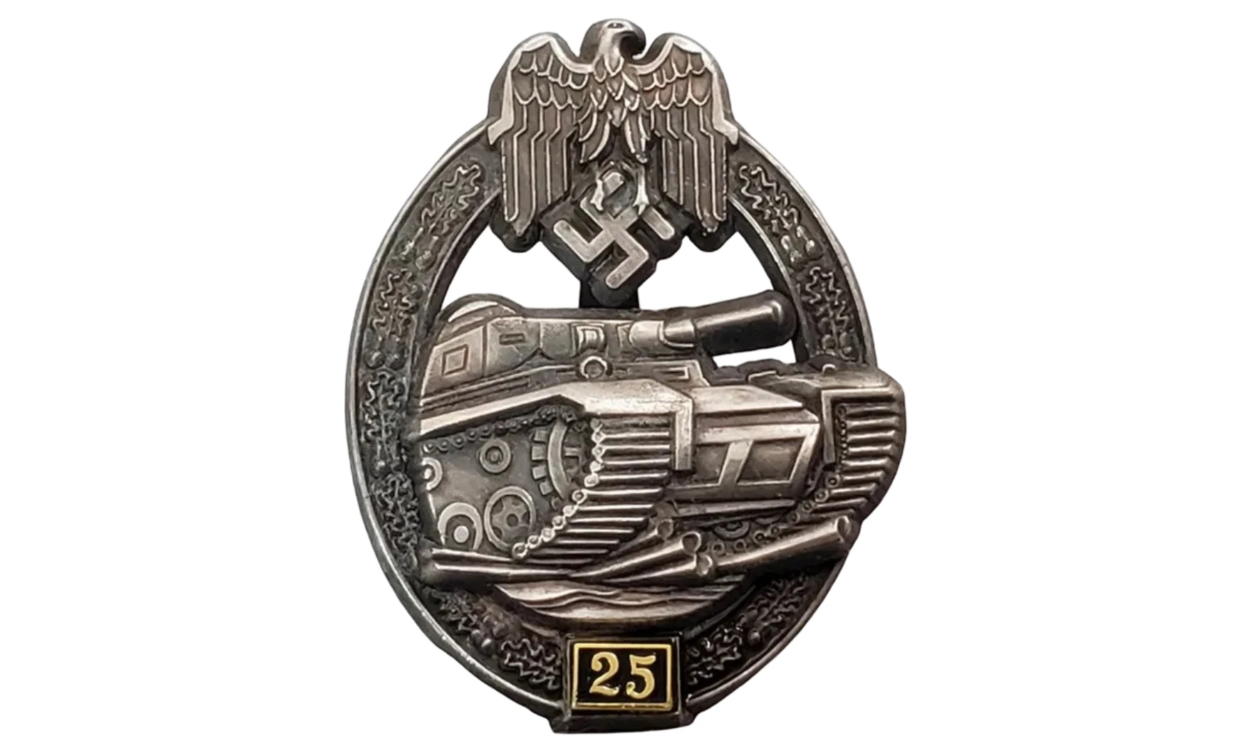Silver 25 Panzer Assault badge (OD)