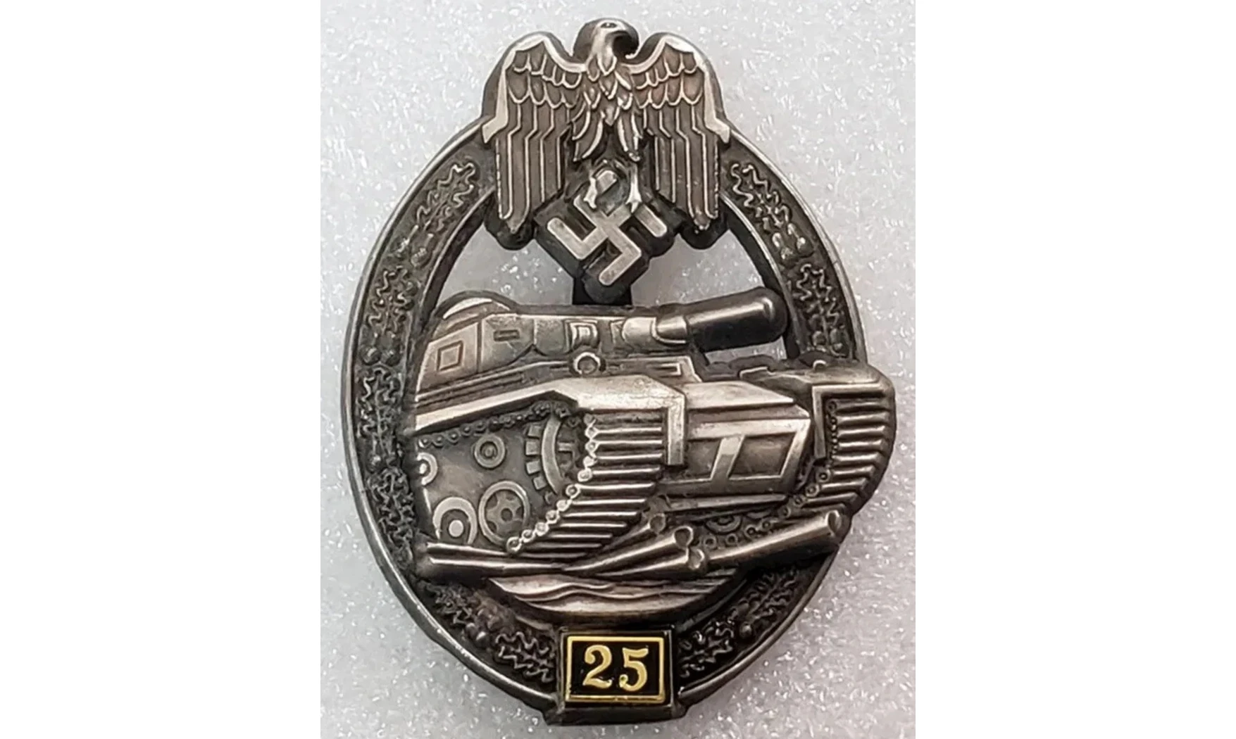 Silver 25 Panzer Assault badge (OD)