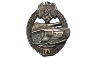 Silver 50 Panzer Assault badge (OD)